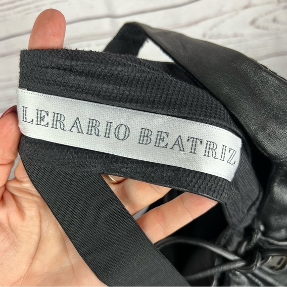 100% black leather mini sleeveless cocktail dress SZ 6 - Picture 9 of 9